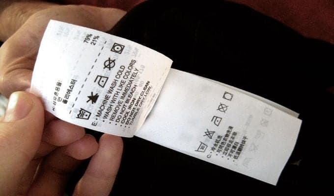 Japanese Non-Washable Washing Instructions and Labels Information